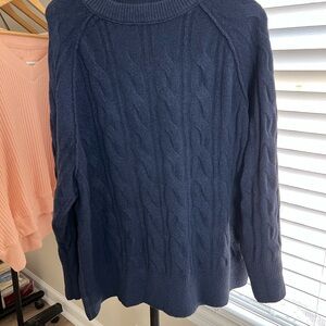 Aerie Navy Cable Knit Sweater